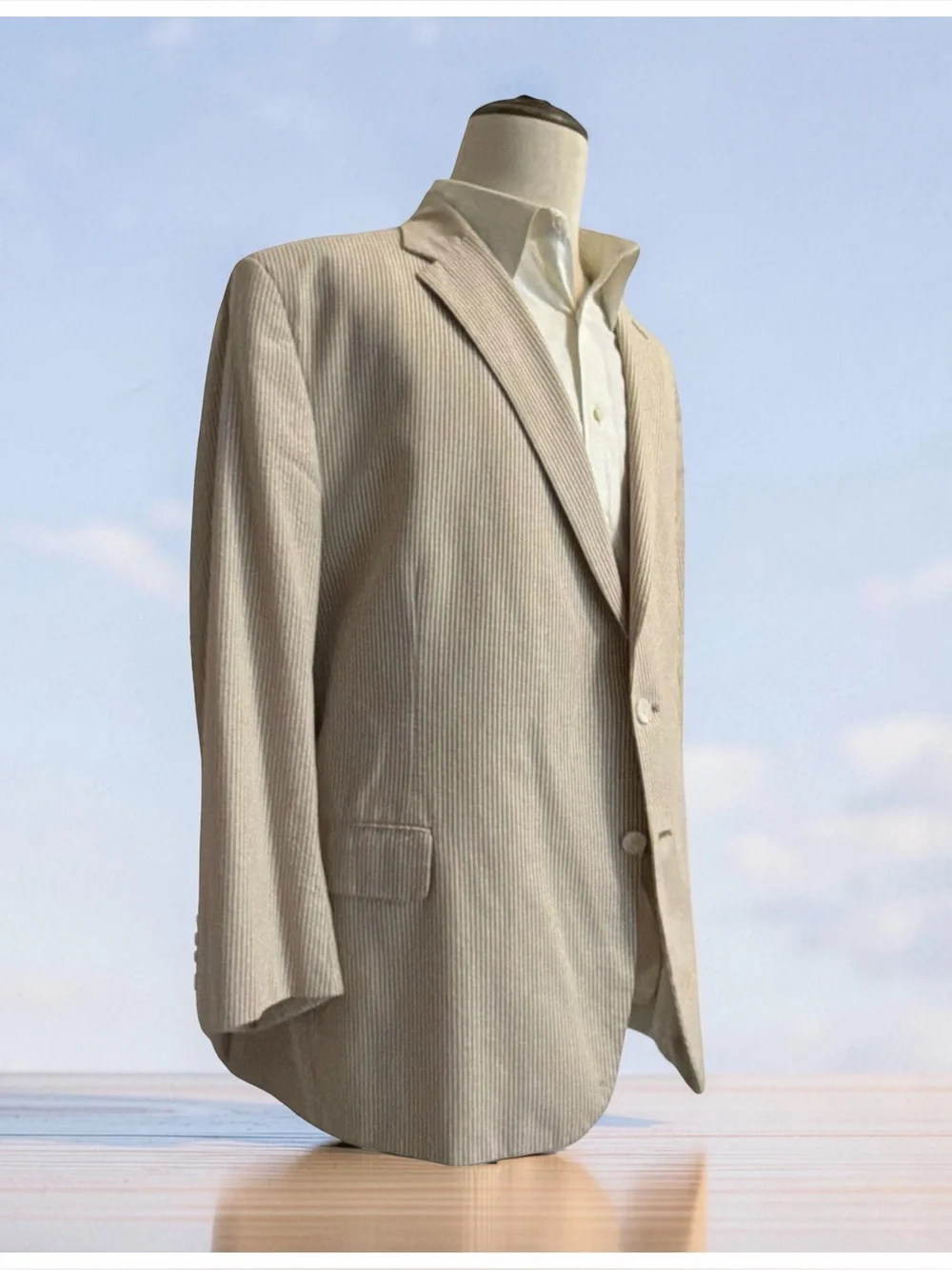 Tom James Inocente Summer Lightweight Seersucker Suit | Tan & Cream | Classic
